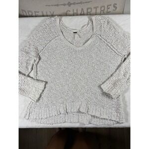 Free People Chunky Knit V-Neck Sweater Relaxed Fit Small to Medium